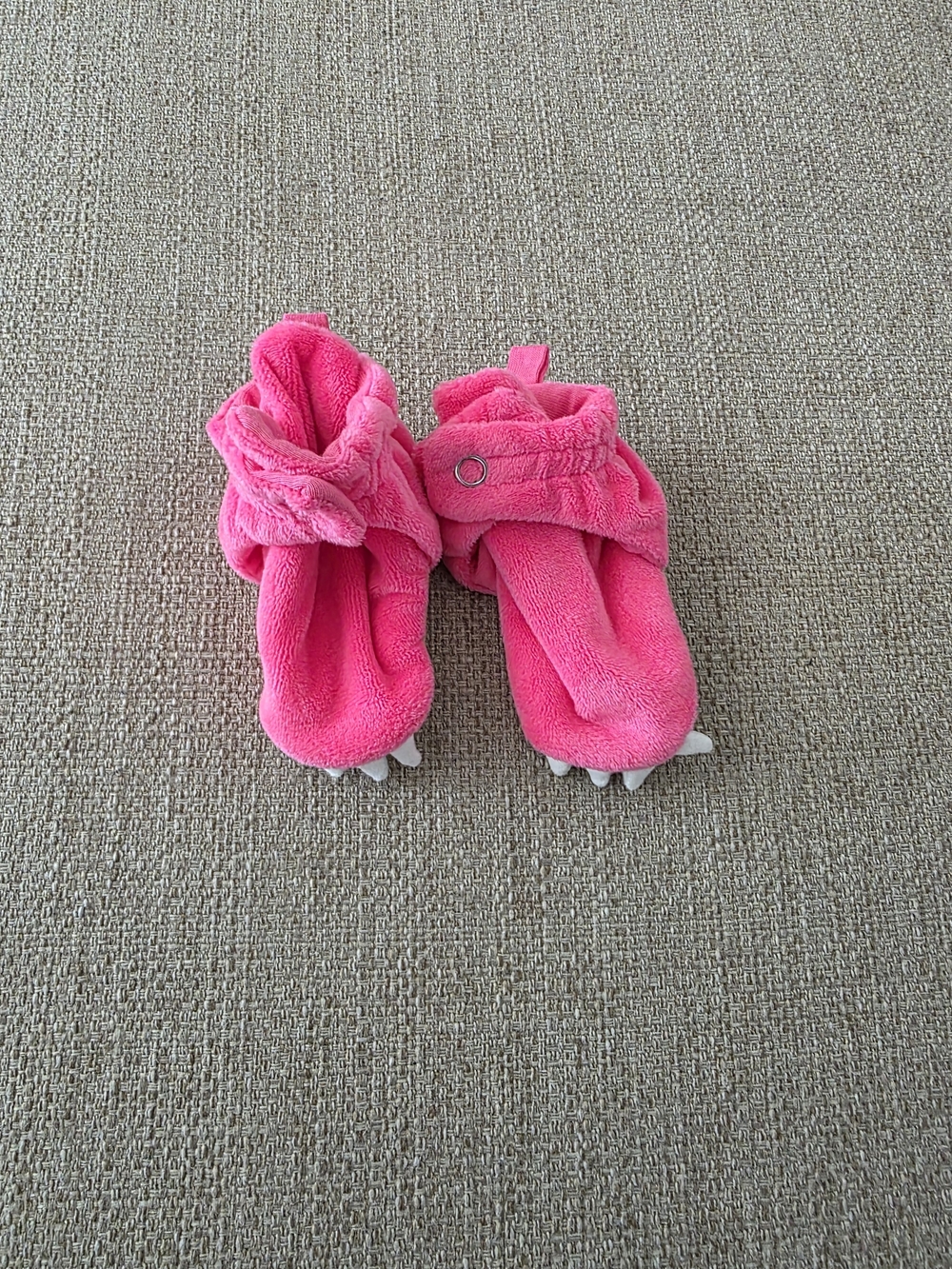Plush Hot Pink Baby Slippers with Claws